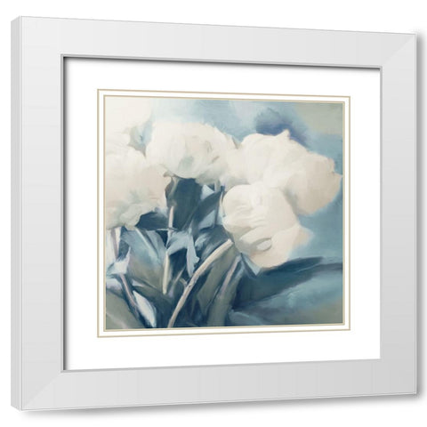 White Roses I White Modern Wood Framed Art Print with Double Matting by Meneely, Dan