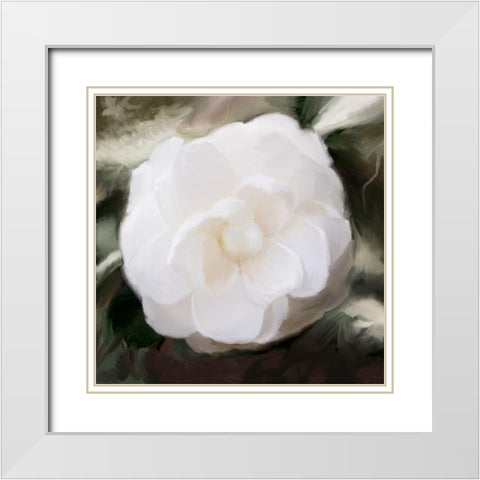 White Flower White Modern Wood Framed Art Print with Double Matting by Meneely, Dan