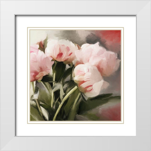 Floral Arrangement I White Modern Wood Framed Art Print with Double Matting by Meneely, Dan
