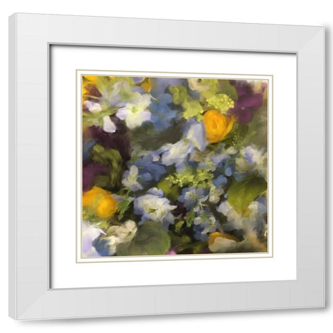 Muted Garden Flowers White Modern Wood Framed Art Print with Double Matting by Meneely, Dan
