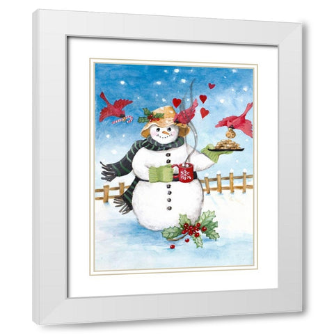 Festive Snowman I White Modern Wood Framed Art Print with Double Matting by Loreth, Lanie