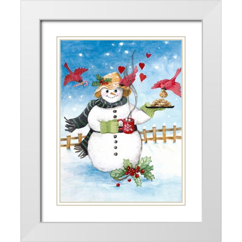 Festive Snowman I White Modern Wood Framed Art Print with Double Matting by Loreth, Lanie