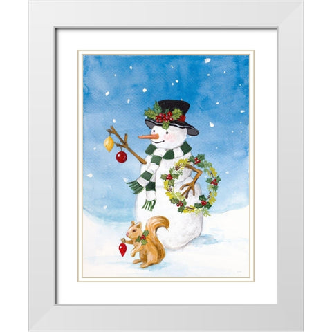 Festive Snowman II White Modern Wood Framed Art Print with Double Matting by Loreth, Lanie