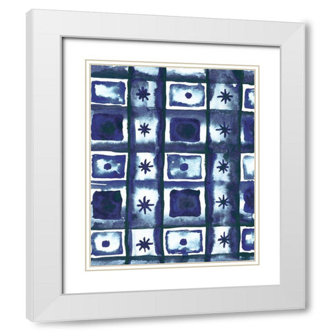 Shibori Box Pattern I White Modern Wood Framed Art Print with Double Matting by Medley, Elizabeth