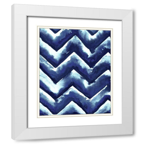 Shibori Zig Zag White Modern Wood Framed Art Print with Double Matting by Medley, Elizabeth