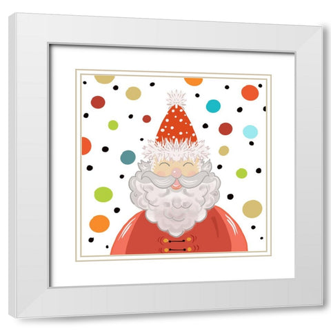 Excited Santa with Dots White Modern Wood Framed Art Print with Double Matting by Del Sol, Ani