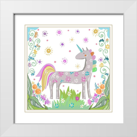 Unicorn Forest II White Modern Wood Framed Art Print with Double Matting by Del Sol, Ani