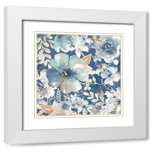 Indigo Beauty I White Modern Wood Framed Art Print with Double Matting by Pinto, Patricia