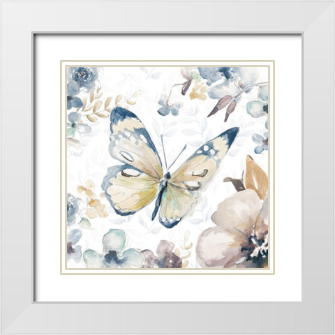 Butterfly Beauty II White Modern Wood Framed Art Print with Double Matting by Pinto, Patricia