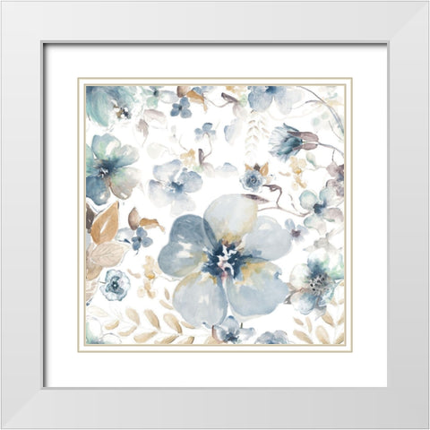Indigo Beauty on White II White Modern Wood Framed Art Print with Double Matting by Pinto, Patricia