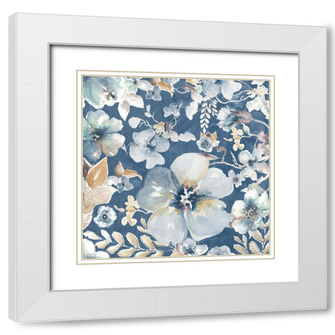 Indigo Beauty II White Modern Wood Framed Art Print with Double Matting by Pinto, Patricia