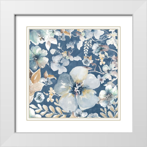 Indigo Beauty II White Modern Wood Framed Art Print with Double Matting by Pinto, Patricia