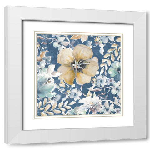 Indigo Beauty III White Modern Wood Framed Art Print with Double Matting by Pinto, Patricia