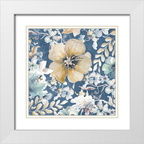 Indigo Beauty III White Modern Wood Framed Art Print with Double Matting by Pinto, Patricia