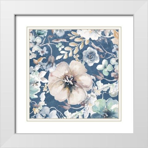 Indigo Beauty IV White Modern Wood Framed Art Print with Double Matting by Pinto, Patricia
