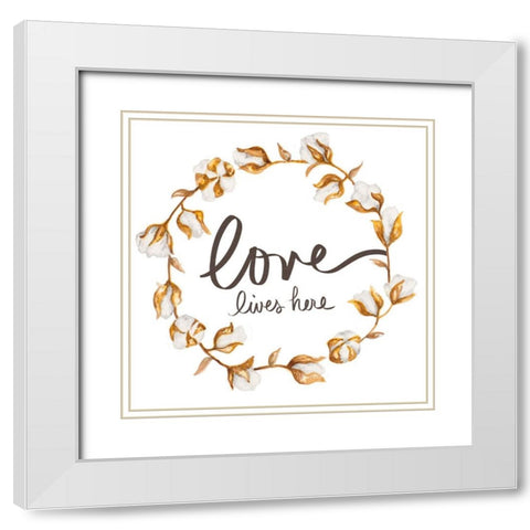 Love Lives Here White Modern Wood Framed Art Print with Double Matting by Gaynor, Janice