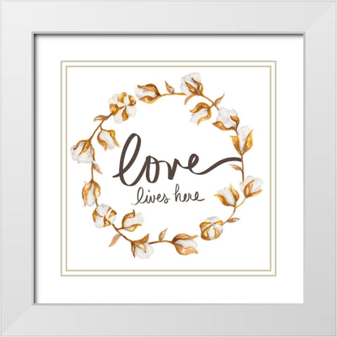 Love Lives Here White Modern Wood Framed Art Print with Double Matting by Gaynor, Janice
