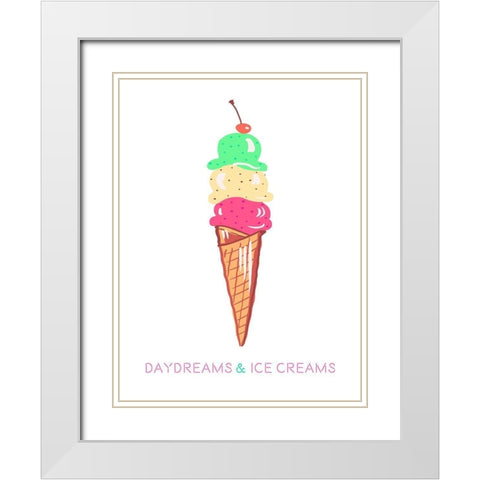 Daydreams and Ice Creams White Modern Wood Framed Art Print with Double Matting by Del Sol, Ani