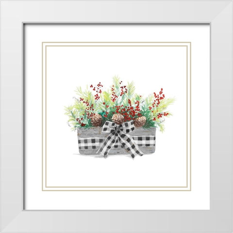 Holiday Flowers II White Modern Wood Framed Art Print with Double Matting by Pinto, Patricia