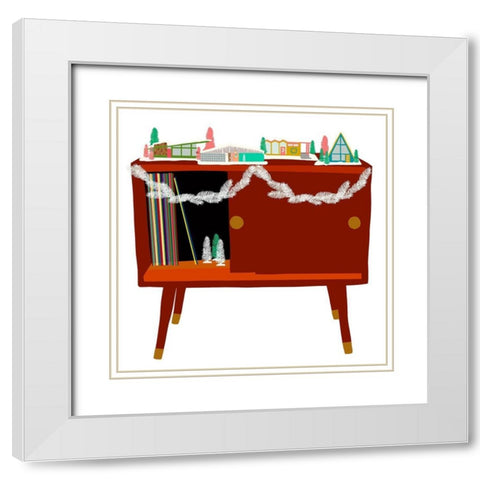 Mid Century Christmas White Modern Wood Framed Art Print with Double Matting by Bucheli, Jen