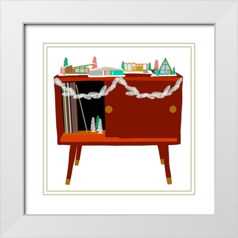 Mid Century Christmas White Modern Wood Framed Art Print with Double Matting by Bucheli, Jen