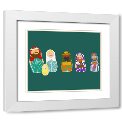 Nativity Matryoshka Dolls White Modern Wood Framed Art Print with Double Matting by Bucheli, Jen