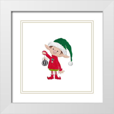 Christmas Elf White Modern Wood Framed Art Print with Double Matting by Pinto, Patricia