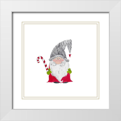 Christmas Santa Gnome White Modern Wood Framed Art Print with Double Matting by Pinto, Patricia