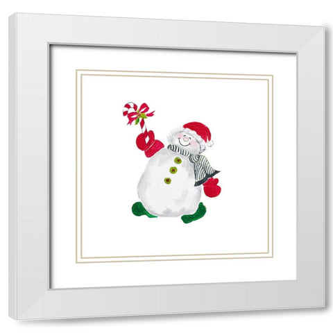 Christmas Snowman White Modern Wood Framed Art Print with Double Matting by Pinto, Patricia