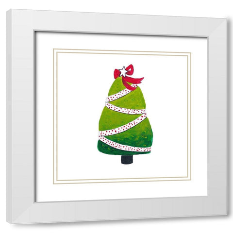 Fat Christmas Tree White Modern Wood Framed Art Print with Double Matting by Pinto, Patricia