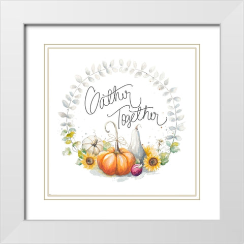 Gather Together White Modern Wood Framed Art Print with Double Matting by Pinto, Patricia
