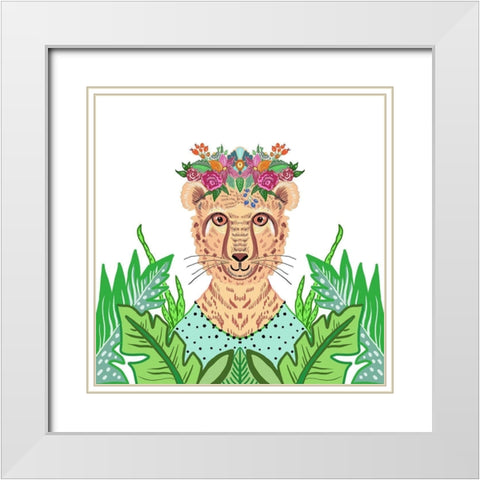 Girly Cheetah White Modern Wood Framed Art Print with Double Matting by Del Sol, Ani