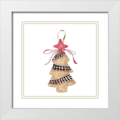 Burlap Tree Ornament White Modern Wood Framed Art Print with Double Matting by Loreth, Lanie