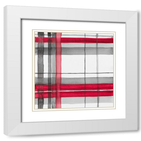 Red Plaid I White Modern Wood Framed Art Print with Double Matting by Loreth, Lanie