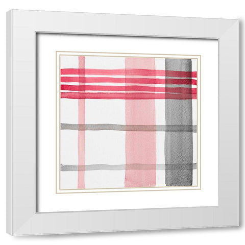 Red Plaid II White Modern Wood Framed Art Print with Double Matting by Loreth, Lanie