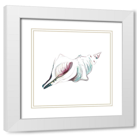 Seashell Square White Modern Wood Framed Art Print with Double Matting by Beauchamp, Andy