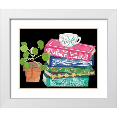 Reading Books White Modern Wood Framed Art Print with Double Matting by Bucheli, Jen