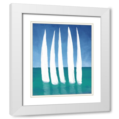 Tall Sailing Boats White Modern Wood Framed Art Print with Double Matting by Meneely, Dan