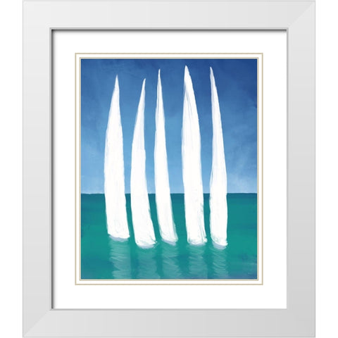 Tall Sailing Boats White Modern Wood Framed Art Print with Double Matting by Meneely, Dan