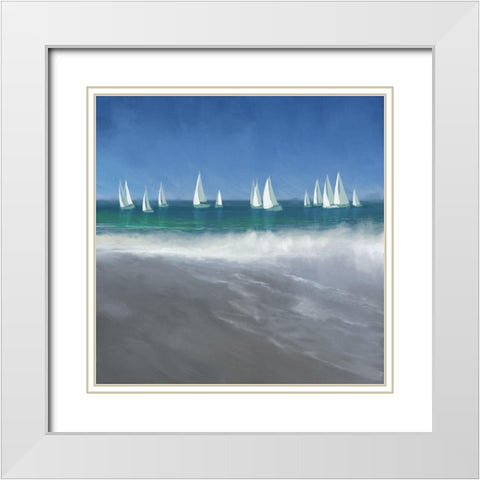 Harbor Sailing White Modern Wood Framed Art Print with Double Matting by Meneely, Dan