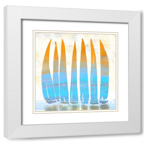 Crowded Harbor White Modern Wood Framed Art Print with Double Matting by Meneely, Dan