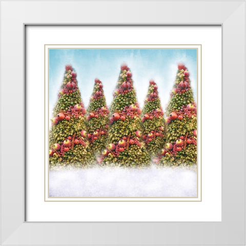Oh Christmas Trees White Modern Wood Framed Art Print with Double Matting by Meneely, Dan