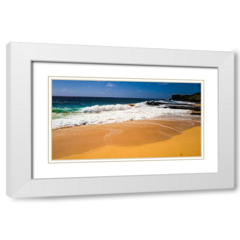 Oahu Shore Waves White Modern Wood Framed Art Print with Double Matting by Bill Carson Photography