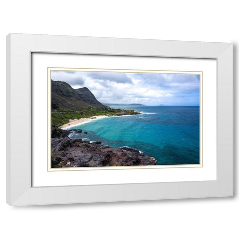 Oahu Cliffs White Modern Wood Framed Art Print with Double Matting by Bill Carson Photography