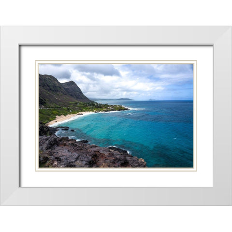 Oahu Cliffs White Modern Wood Framed Art Print with Double Matting by Bill Carson Photography