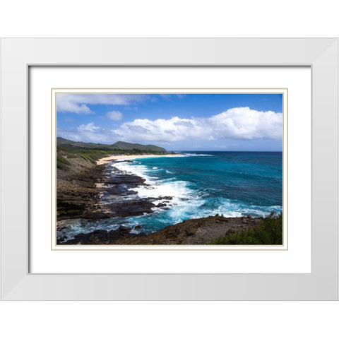 Oahu Rocky Shores II White Modern Wood Framed Art Print with Double Matting by Bill Carson Photography