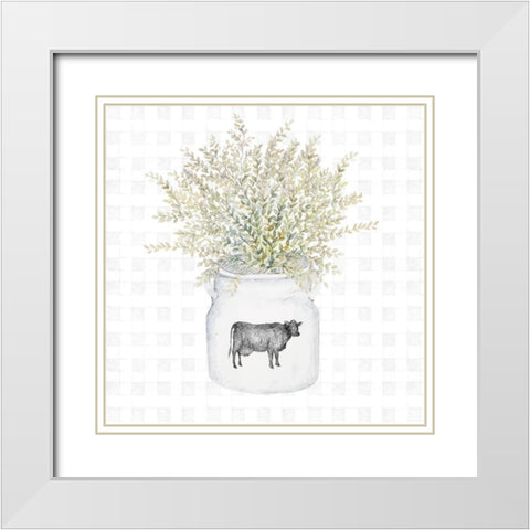 Potted Farm Herbs III White Modern Wood Framed Art Print with Double Matting by Gaynor, Janice