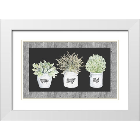 Potted Farm Arrangement Trio on Chalkboard White Modern Wood Framed Art Print with Double Matting by Gaynor, Janice