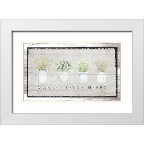 Market Fresh Herbs White Modern Wood Framed Art Print with Double Matting by Gaynor, Janice