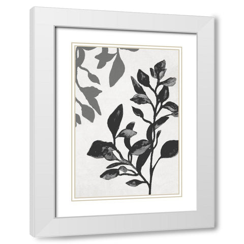 Botanical In Noir I White Modern Wood Framed Art Print with Double Matting by Gaynor, Janice